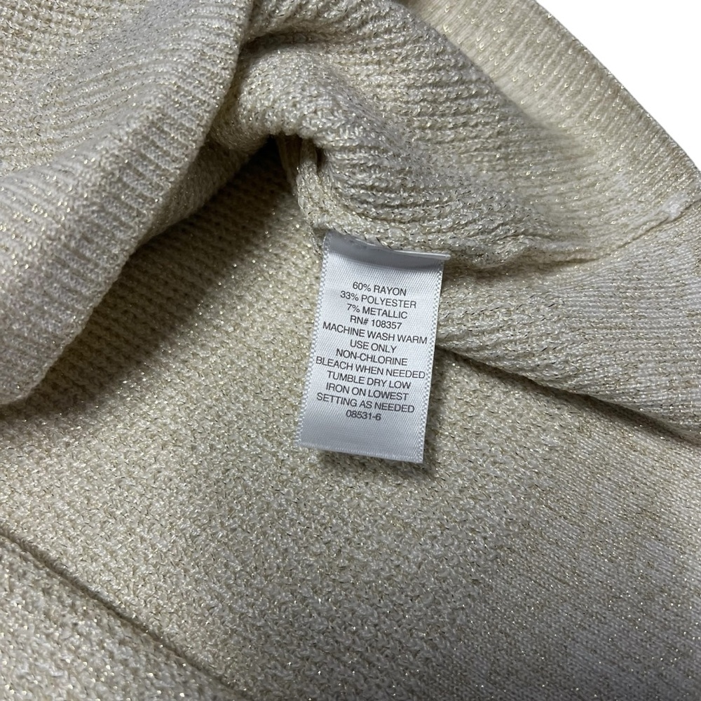 Liz Claiborne NWT - Womens Beige Metallic Thread Oversized Sweater Sz. 3X-5X - Picture 6 of 7